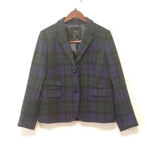 J Crew plaid blue & green Wool Schoolboy Blazer 14